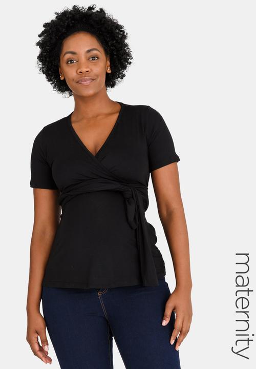 edit Maternity - Wrap Around Top Black