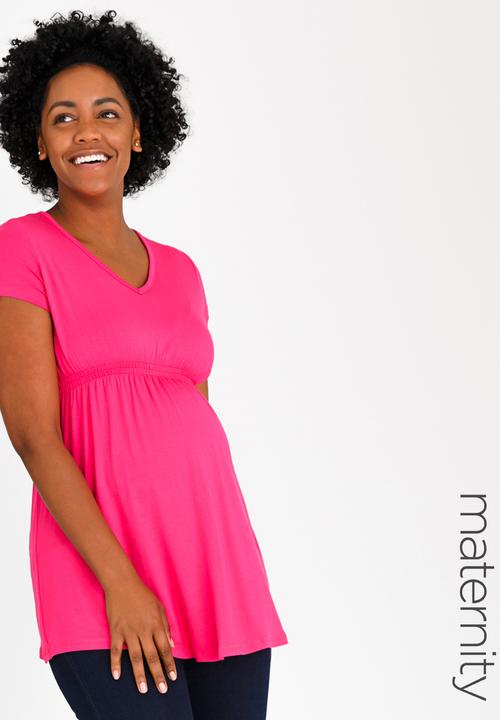 Cherry Melon - Smock Detail Top Cerise Pink