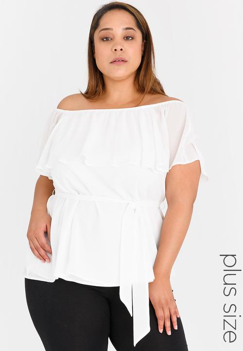 Marique Yssel - Off-Shoulder Frill Top White