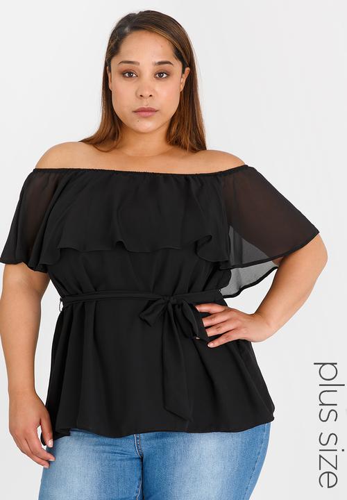 Marique Yssel - Off-shoulder Frill Top Black