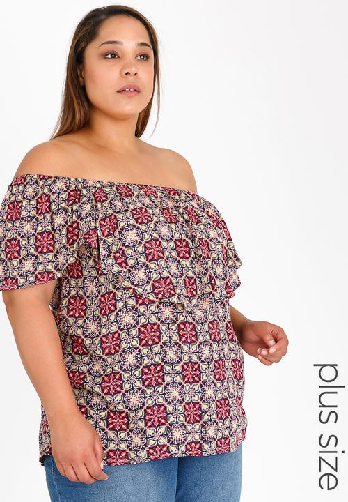 edit Plus - Front Frill Top Multi-colour