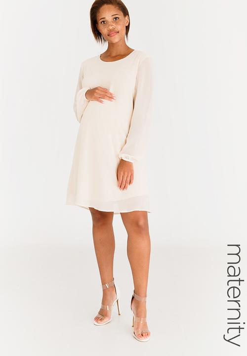 Long Sleeve Maternity Dress Cream Edit Maternity Dresses Jumpsuits