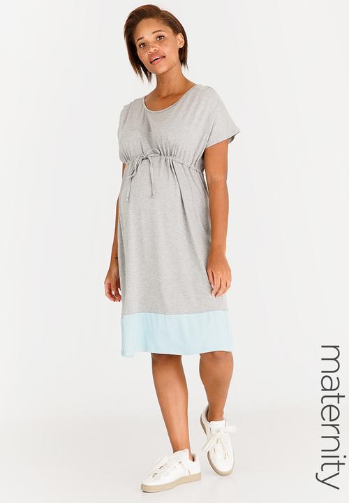 Contrast Hem Midi Dress Grey Edit Maternity Dresses Jumpsuits