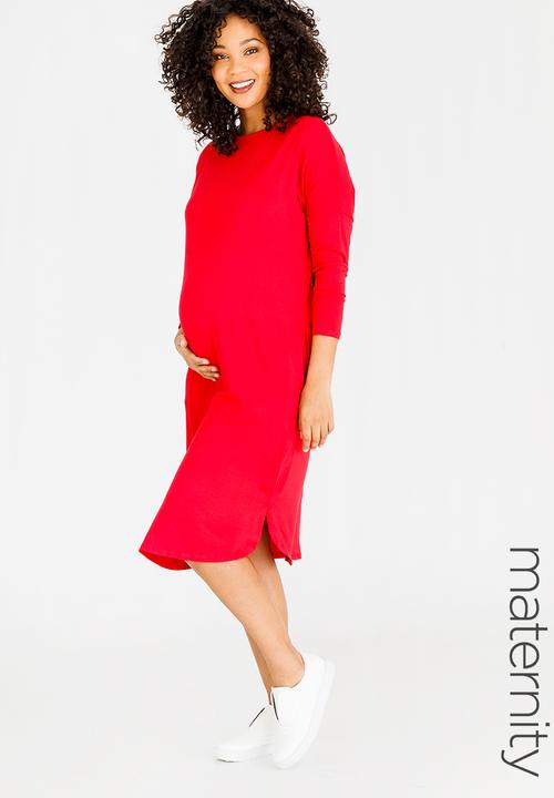 Long Sleeve Tshirt Dress Red