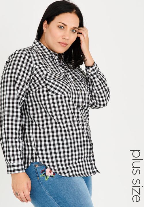 EVANS - Long Sleeve Check Shirt Black and White