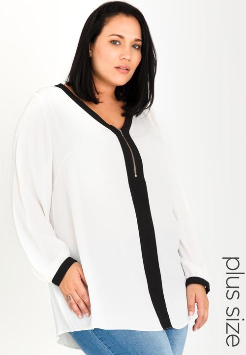 edit Plus - Zip Detail Blouse White