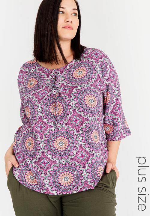 Slick - Torey Eyelit Lace-up Detail Top Multi-colour