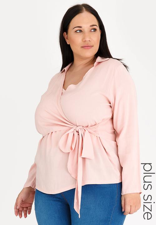 edit Plus - Wrap Front Blouse Mid Pink