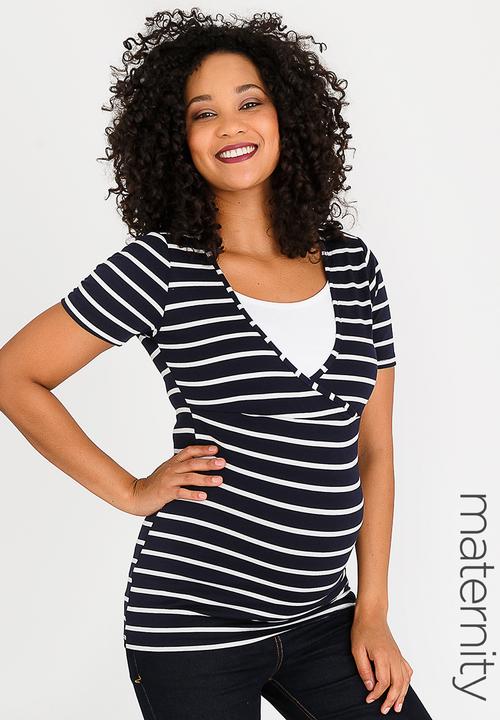 Cherry Melon - Basic Crossover Feeding Top Navy & White