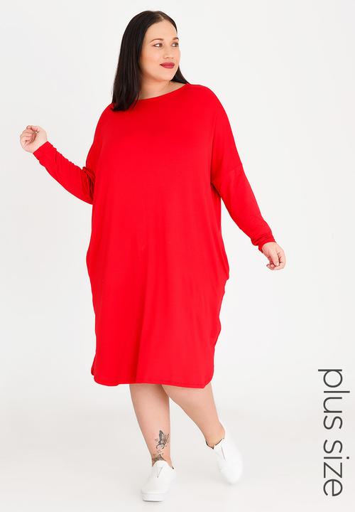 red tunic dress plus size
