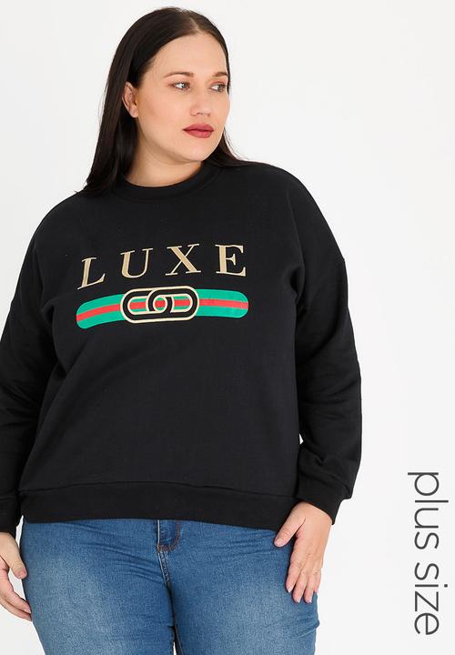 STYLE REPUBLIC PLUS - Luxe Print Sweater Black