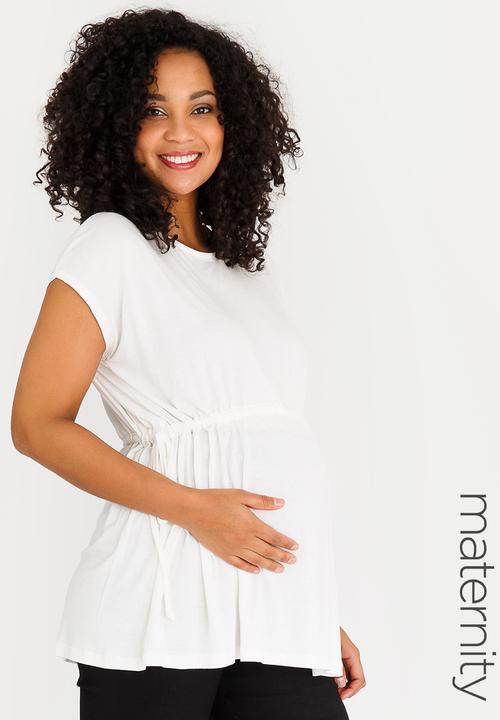 Side Tie Drawcord Top Off White Edit Maternity Tops Superbalistcom