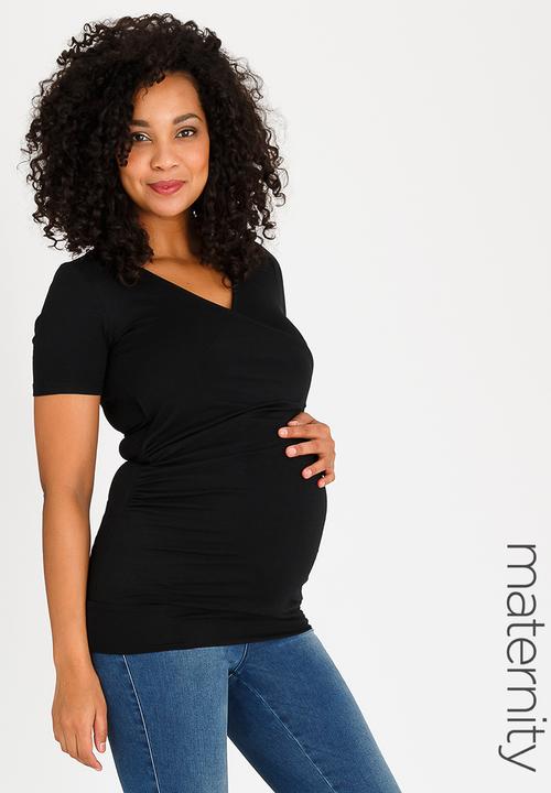 Cherry Melon - Basic Wrap Front Tee Black
