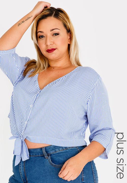 STYLE REPUBLIC PLUS - Front Tie Top - blue