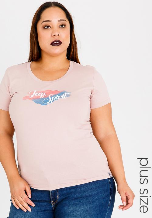 JEEP - Watercolour Logo Tee Pale Pink
