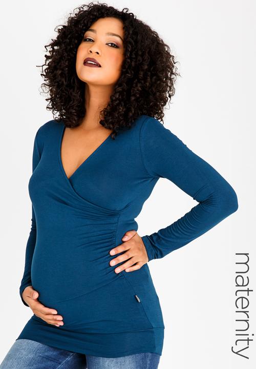 Cherry Melon - Longsleeve Wrap Top Dark Green