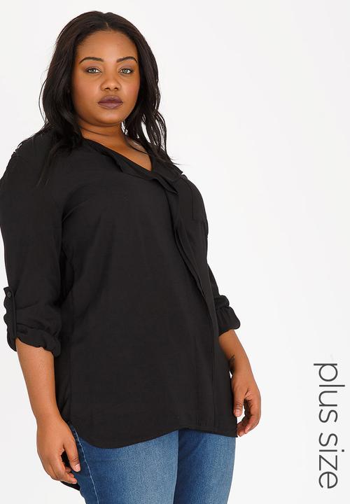 edit Plus - Gypsey Roll-up Sleeve Shirt Black