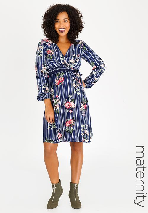 edit Maternity - Front Tie Detail Feeding Dress Multi-colour