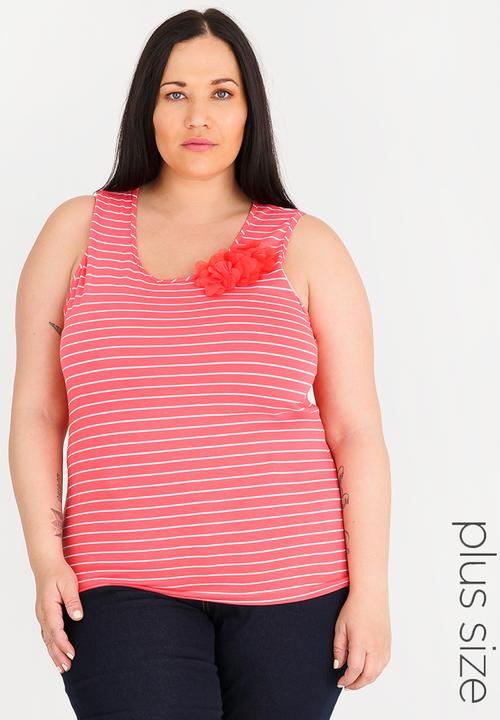 edit Plus - Flower Inspired Tank Top Coral