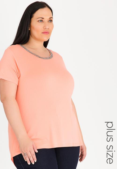 edit Plus - Embellished T-shirt - coral