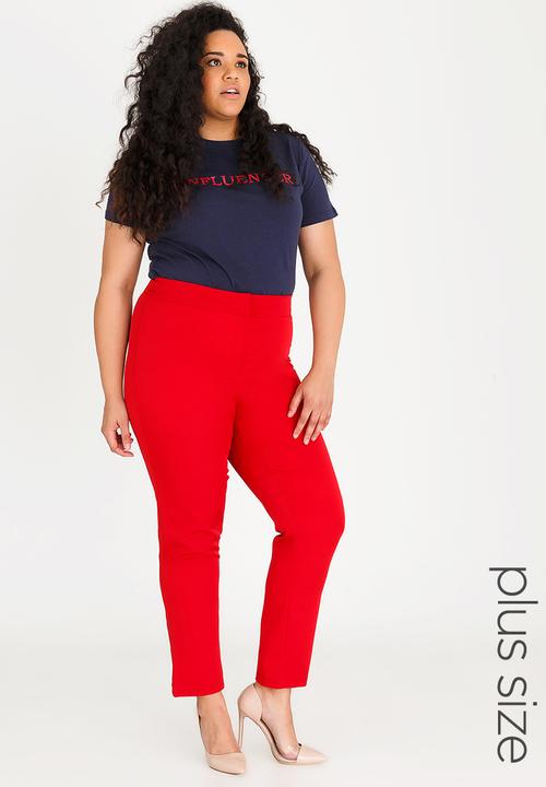 plus size red high waisted pants