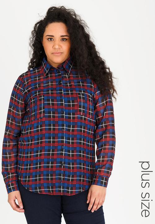 STYLE REPUBLIC PLUS - Sheer shirt - navy & red