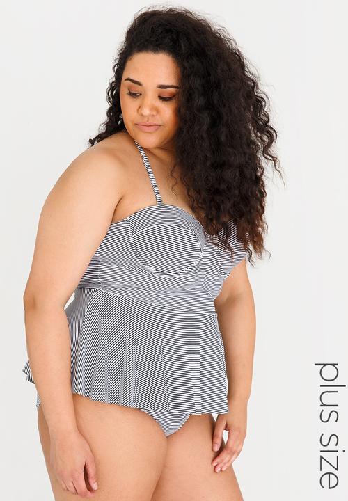 Lithe - Babydoll tankini top - black & white