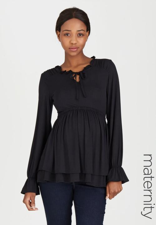 edit Maternity - Double Layer Knit Top Black