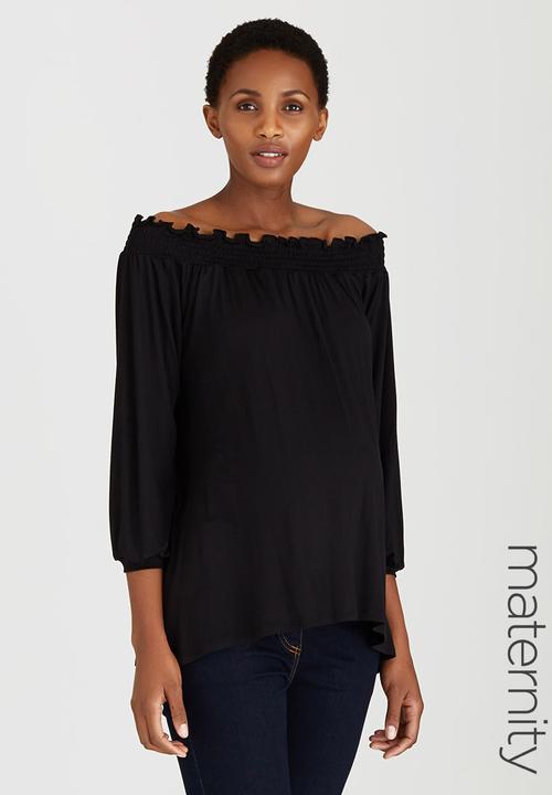 edit Maternity - Off Shoulder Top Black