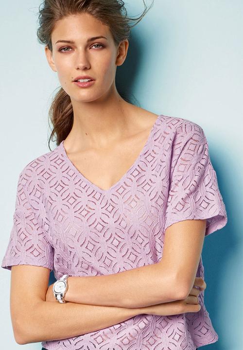 Next - Lace T-shirt Pale Purple Pale Purple