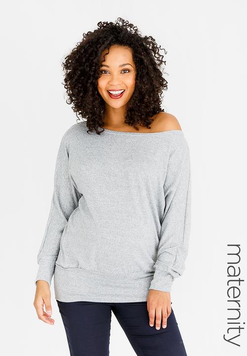 edit Maternity - Jersey off the shoulder top - grey