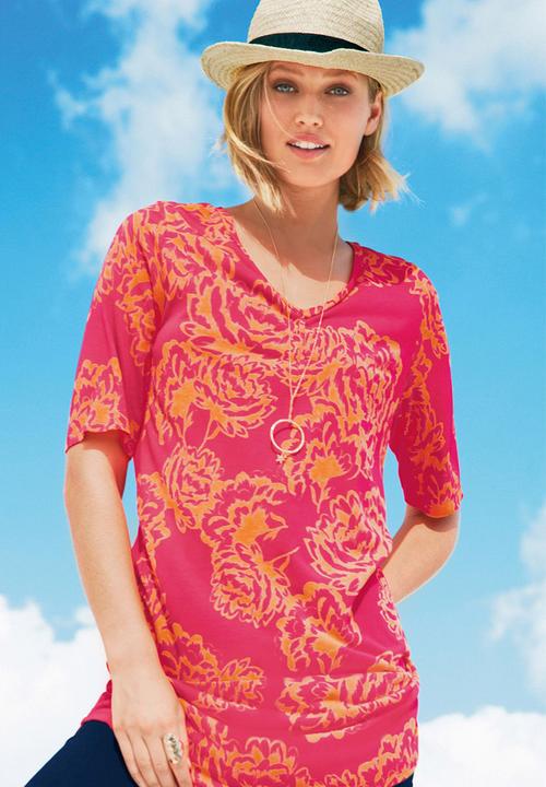 Next - Floral v-neck t-shirt Pink