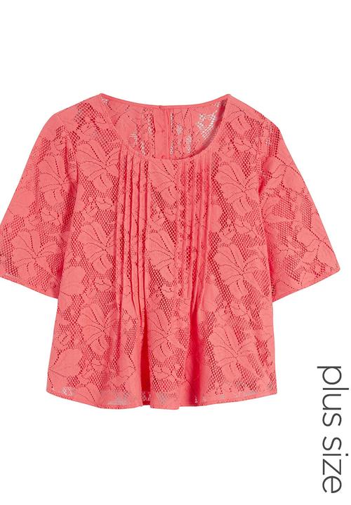 Next - Lace Pintuck Blouse Coral