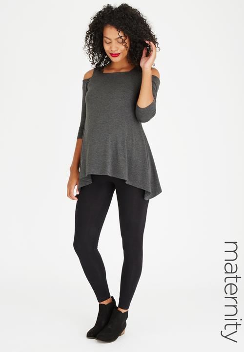 edit Maternity - Hanky Hem Strap Top Grey Melange