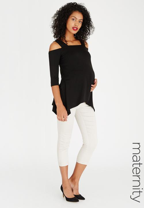 edit Maternity - Hanky Hem Strap Top Black