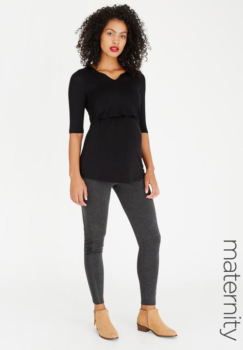 edit Maternity - Feeding Friendly Pleat Top Black