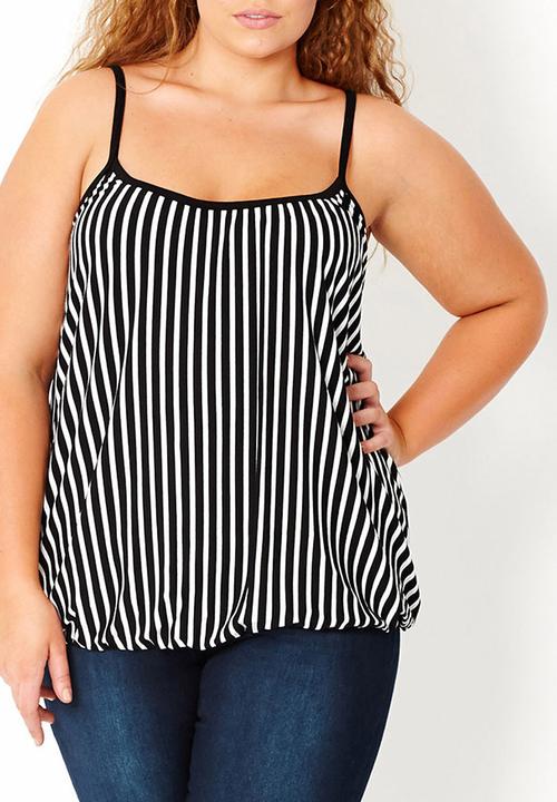 City Chic - Striped cami Black/White