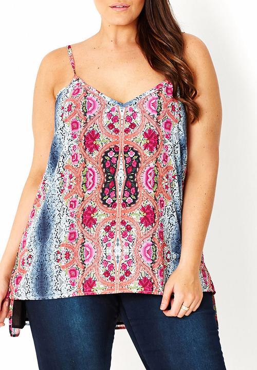 City Chic - Lace printed cami  Multi-colour