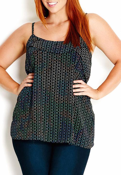 City Chic - Printed ruffle cami Multi-colour