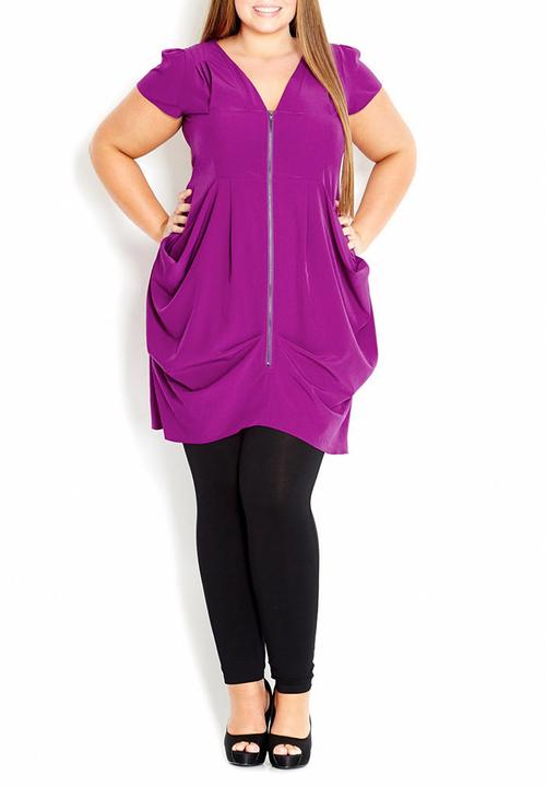 City Chic - Exposed zip tunic mid Purple