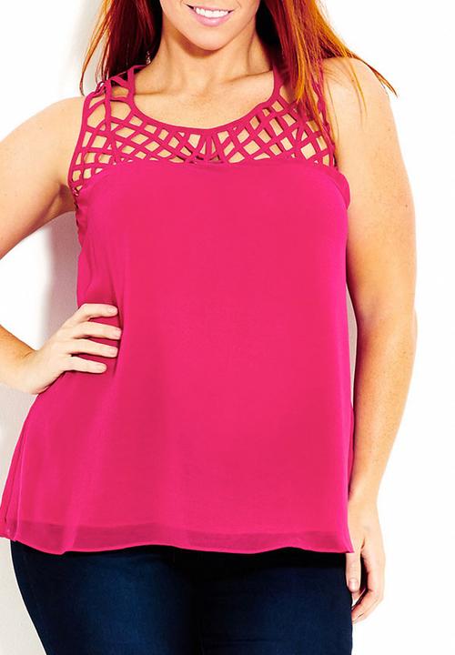 City Chic - Cami with cut-out detail dark Pink
