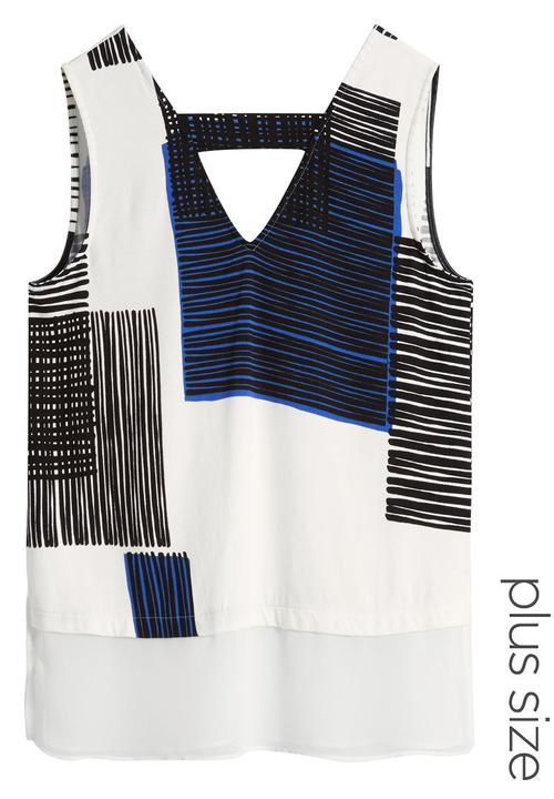 Next - Printed Notch-neck Cami Black/white Black and White
