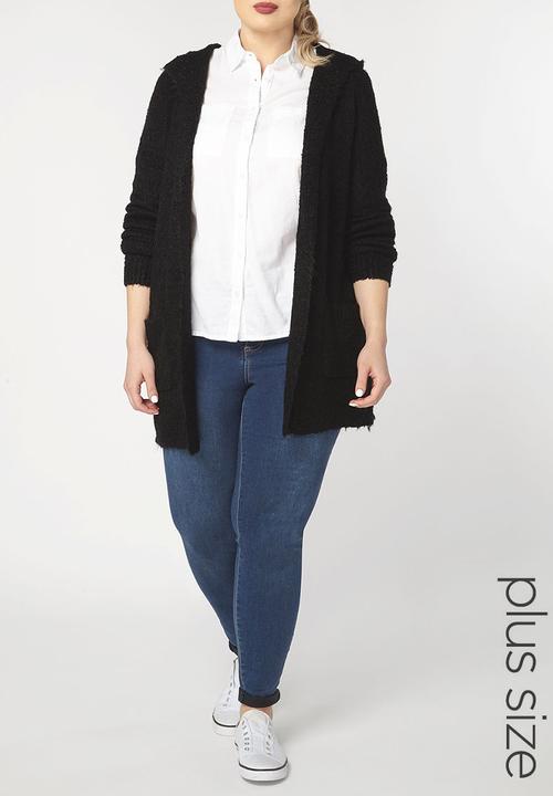 EVANS - Textured Longer Length Cardigan Black