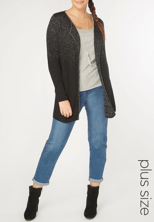 EVANS - Waterfall Detail Cardigan Black