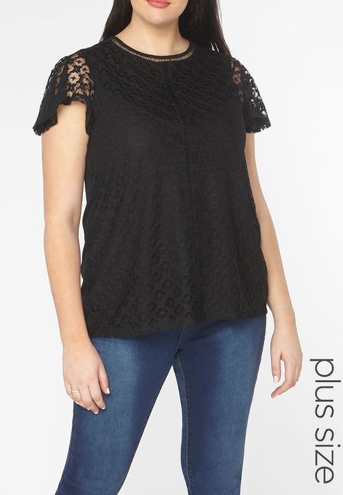 EVANS - Lace Detail Top Black