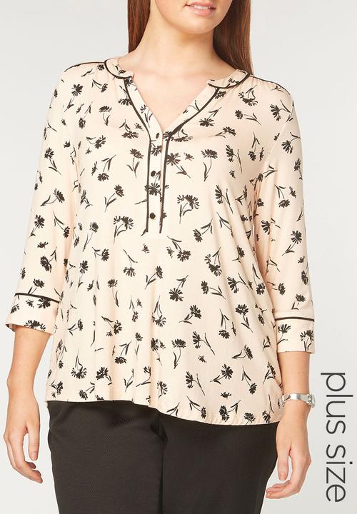EVANS - Contrast Trim Shirt Pale Pink