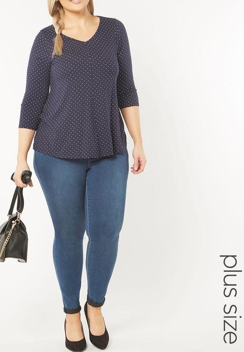 EVANS - Polka-dot Top Navy
