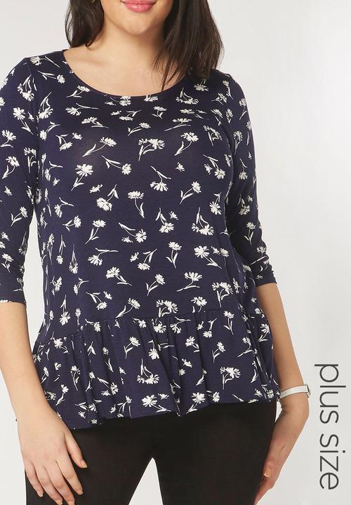 EVANS - Frill Detail Top Navy