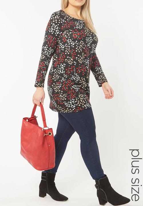 EVANS - Floral Long Sleeve Tunic Multi-colour