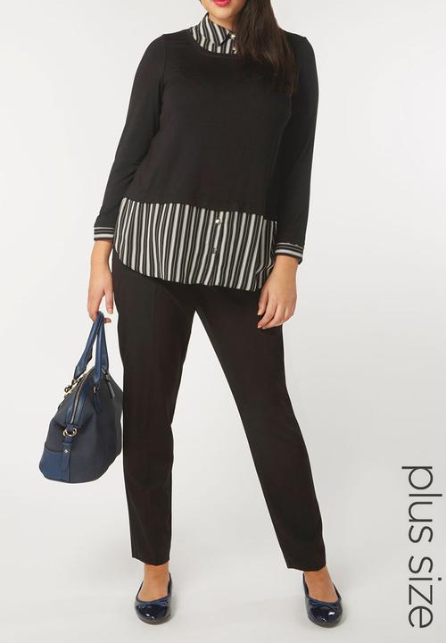 EVANS - Striped 2-in-1 Shirt Black and White